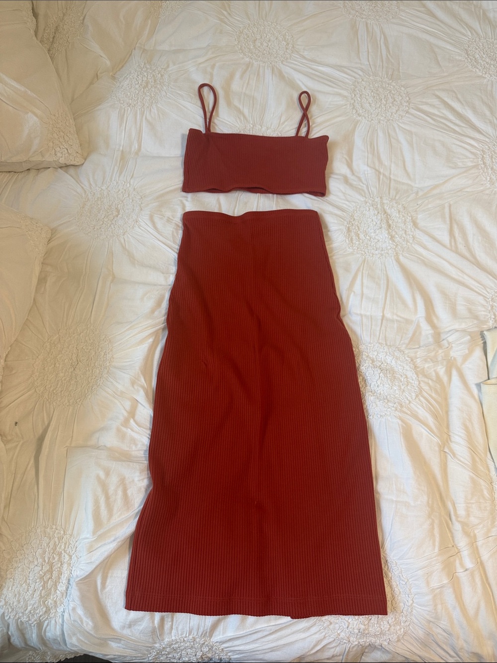 Ribbed Midi Set in Burnt Orange